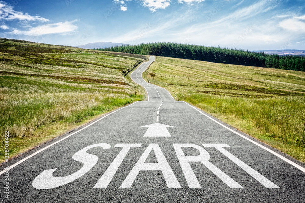 Start line on the road ahead disappearing into the distance Stock Photo ... Start line on the road ahead disappearing into the distance Stock Photo ...